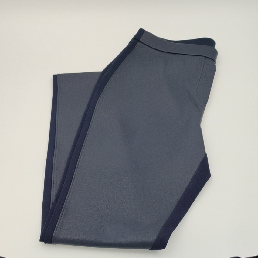 Chico’s Faux Leather Front Ponte Leggings Navy Blue Women’s Size 3T
